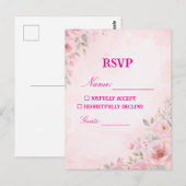 "Blush Pink Floral Wedding RSVP Card Response Card ポストカード (正面/裏面)