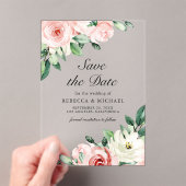 Blush Pink Floral Wedding Save the Date アクリル招待状 (インサイチュ (ポータブル))