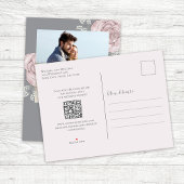 Blush Pink Floral Wedding Save the Date Photo 案内ポストカード