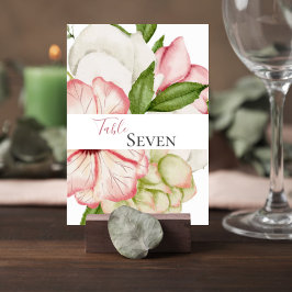 Blush Pink Floral Wedding Table Number Card テーブルナンバー