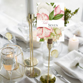 Blush Pink Floral Wedding Table Number Card テーブルナンバー