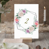 Blush Pink Floral Wedding Table Number Card テーブルナンバー