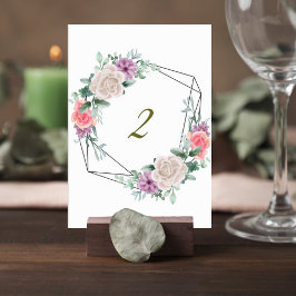 Blush Pink Floral Wedding Table Number Card テーブルナンバー