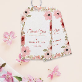    Blush Pink Floral Wedding Thank You Favor ギフトタグ