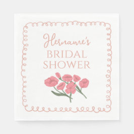 Blush Pink Floral Whimsical Bridal Shower スタンダードランチョンナプキン
