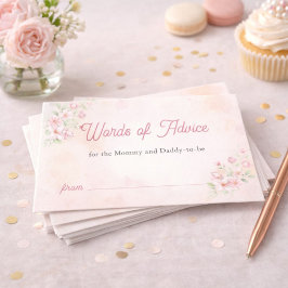 Blush Pink Floral Words of Advice Baby Shower Card エンクロージャーカード