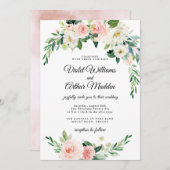 Blush Pink Floral Wreath Bridal Shower 招待状 (正面/裏面)