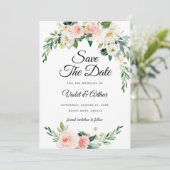 Blush Pink Floral Wreath Wedding Save The Date  招待状 (スタンド正面)