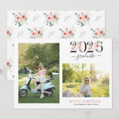 Blush Pink Floral Year Graduation Announcement 招待状 (正面/裏面)