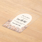 Blush pink florals wedding save the date card アクリル招待状 (レイダウン)
