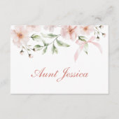 Blush Pink Flowers and Bow Flat Place Card (正面)
