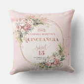 Blush Pink Flowers Eucalyptus 15th 贈り物にぴったり クッション (裏面)