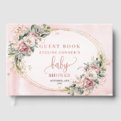 Blush Pink Flowers Eucalyptus Baby Girl Guest Book ゲストブック (正面)
