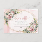 Blush Pink Flowers Eucalyptus Baby Shower Raffle  エンクロージャーカード (正面)