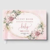 Blush Pink Flowers Eucalyptus Girl Baby Guest Book ゲストブック (正面)