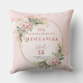 Blush Pink Flowers Eucalyptus Quinceañera Gift   クッション (裏面)