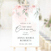 Blush Pink Flowers, First Holy Communion Welcome ポスター