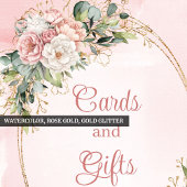 Blush Pink Flowers Gold Glitter Cards and Gifts  ポスター