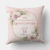 Blush Pink Flowers Greenery Best Gift Quinceañera  クッション (裏面)