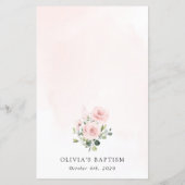 Blush Pink Flowers, Greenery, Boho, Baptism Menu (裏面)