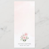 Blush Pink Flowers, Greenery, Boho, Baptism Menu メニュー (裏面)