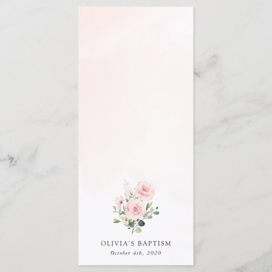 Blush Pink Flowers, Greenery, Boho, Baptism Menu メニュー (裏面)