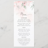 Blush Pink Flowers, Greenery, Boho, Baptism Menu メニュー (正面)
