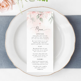 Blush Pink Flowers, Greenery, Boho, Baptism Menu メニュー