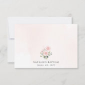 Blush Pink Flowers, Greenery, Boho, Floral Baptism サンキューカード (裏面)