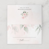 Blush Pink Flowers, Greenery, Boho, Floral Baptism プレイスカード (外部開封)
