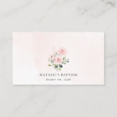 Blush Pink Flowers, Greenery, Boho, Floral Baptism プレイスカード (裏面)