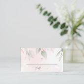 Blush Pink Flowers, Greenery, Boho, Floral Baptism プレイスカード (スタンド正面)