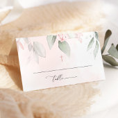 Blush Pink Flowers, Greenery, Boho, Floral Baptism プレイスカード