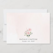 Blush Pink Flowers, Greenery, Boho, Floral Baptism 招待状 (裏面)