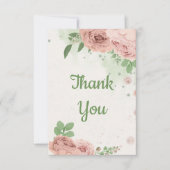 blush pink flowers greenery botanical サンキューカード (正面)