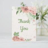 blush pink flowers greenery botanical サンキューカード (スタンド正面)