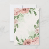 blush pink flowers greenery botanical サンキューカード (裏面)