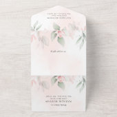 Blush Pink Flowers, Greenery, Floral Confirmation オールインワン招待状 (外側)