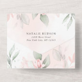 Blush Pink Flowers, Greenery, Floral Confirmation オールインワン招待状 (裏面)