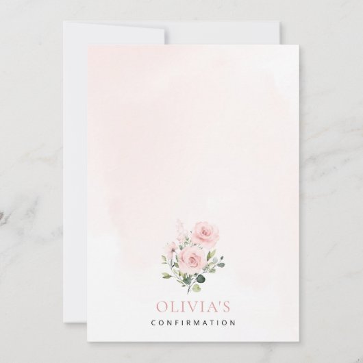 Blush Pink Flowers, Greenery, Floral Confirmation 招待状 (裏面)