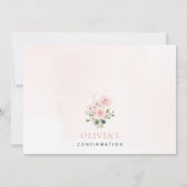 Blush Pink Flowers, Greenery, Floral Confirmation 招待状 (裏面)