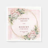 Blush Pink Flowers Greenery Gold Glitter Wedding スタンダードカクテルナプキン (正面)