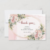 Blush Pink Flowers Greenery Wedding Thank You Card サンキューカード (正面)