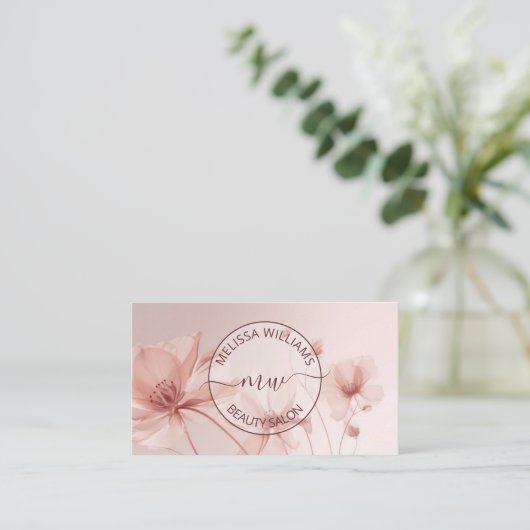 Blush Pink Flowers Logo 名刺 (スタンド正面)