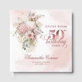 Blush Pink Flowers Rose Gold 50th Birthday Party  ゲストブック (正面)