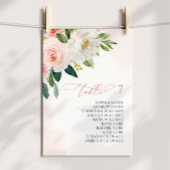 Blush Pink Flowers Seating Chart Small Card 招待状
