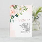 Blush Pink Flowers Seating Chart Small Card 招待状 (スタンド正面)