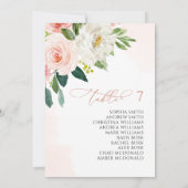 Blush Pink Flowers Seating Chart Small Card 招待状 (裏面)