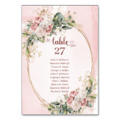Blush Pink Flowers Wedding Table Number Decor テーブルナンバー (正面)