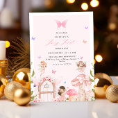Blush Pink Forest Butterflies Fairy First Birthday 招待状